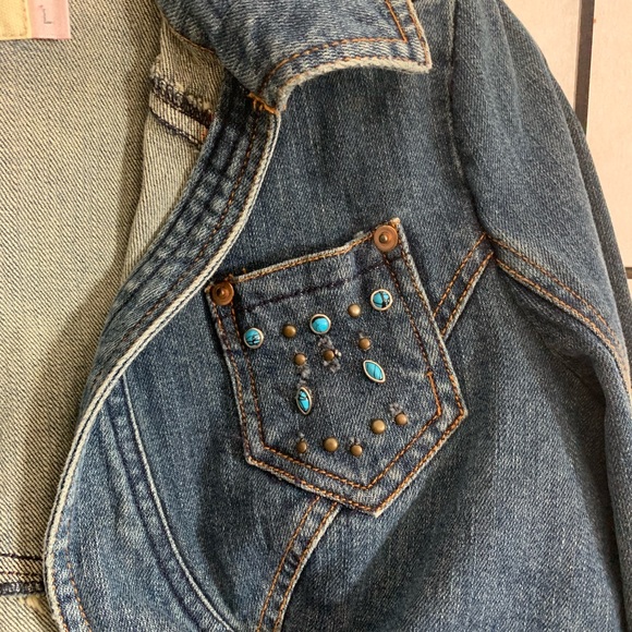 EUC Be Good Cropped Blue Denim Jacket Size Large - Picture 3 of 8